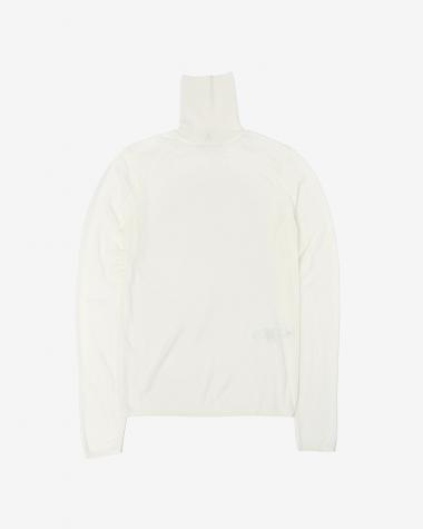ATON (WOMEN) / TENCEL SILK CIRCULER RIB TURTLENECK SWEATER / WHITE