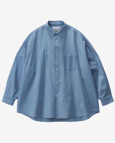  / SIDOGRAS Indigo Poplin L/S Oversized Regular Collar Shirt / LIGHT FADE