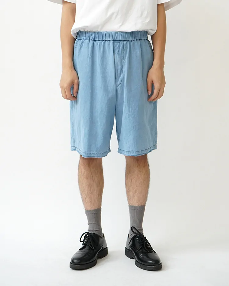 Graphpaper (MEN) / SIDOGRAS Indigo Poplin Track Shorts / LIGHT FADE