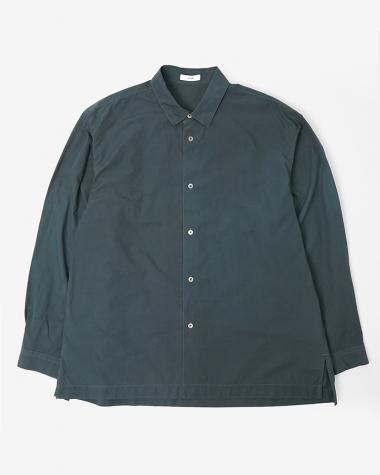  / SHRING COTTON LAWN WIDE SHIRT / DK. GREEN
