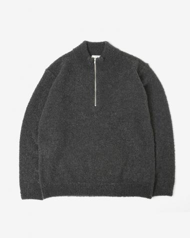  / KID MOHAIR LOOP HALF ZIP SWEATER / GRAY