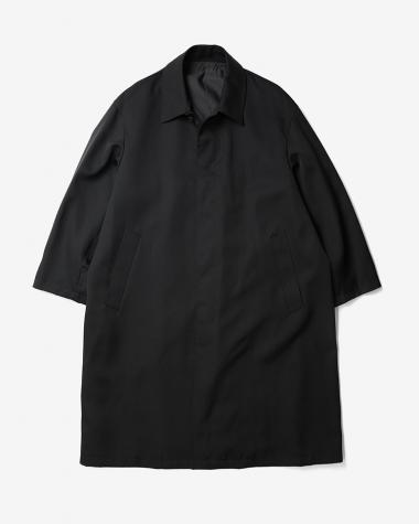  / Scale Off Wool Balmacaan Coat / BLACK