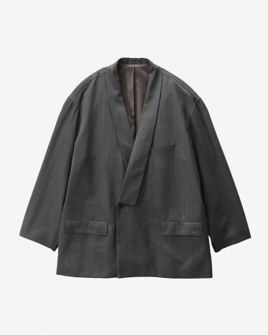  / Melange Herringbone Stripe Samue Jacket / GRAY