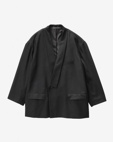 / Melange Herringbone Stripe Samue Jacket / BLACK