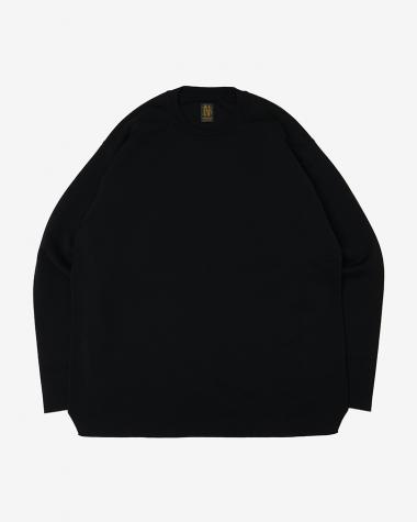  / 32G SMOOTH WOOL CREW NECK / BLACK