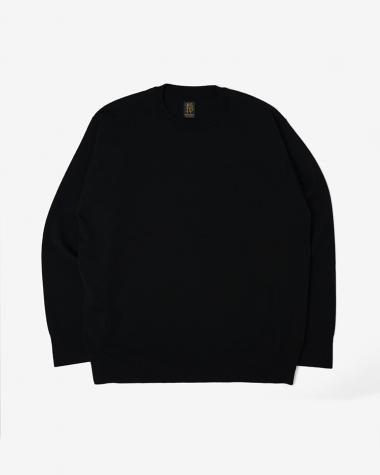 BATONER (MEN) / 32G SMOOTH WOOL CLASSIC CREW NECK / BLACK