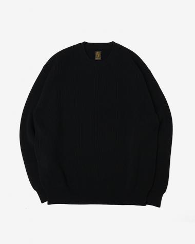  / SUPER HIGH TWIST WOOL CREW NECK / BLACK