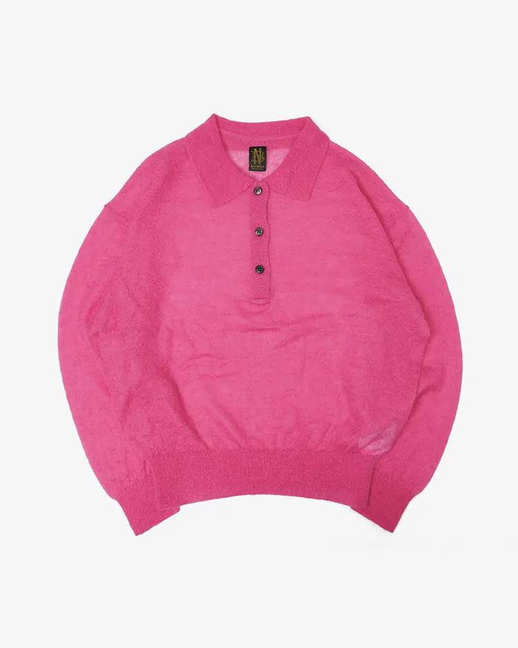 BATONER (WOMEN) / SHEER MOHAIR POLO / PINK