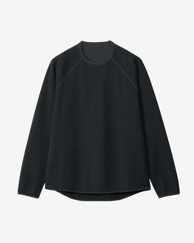  / waffle light long sleeve tee shirt / BLACK