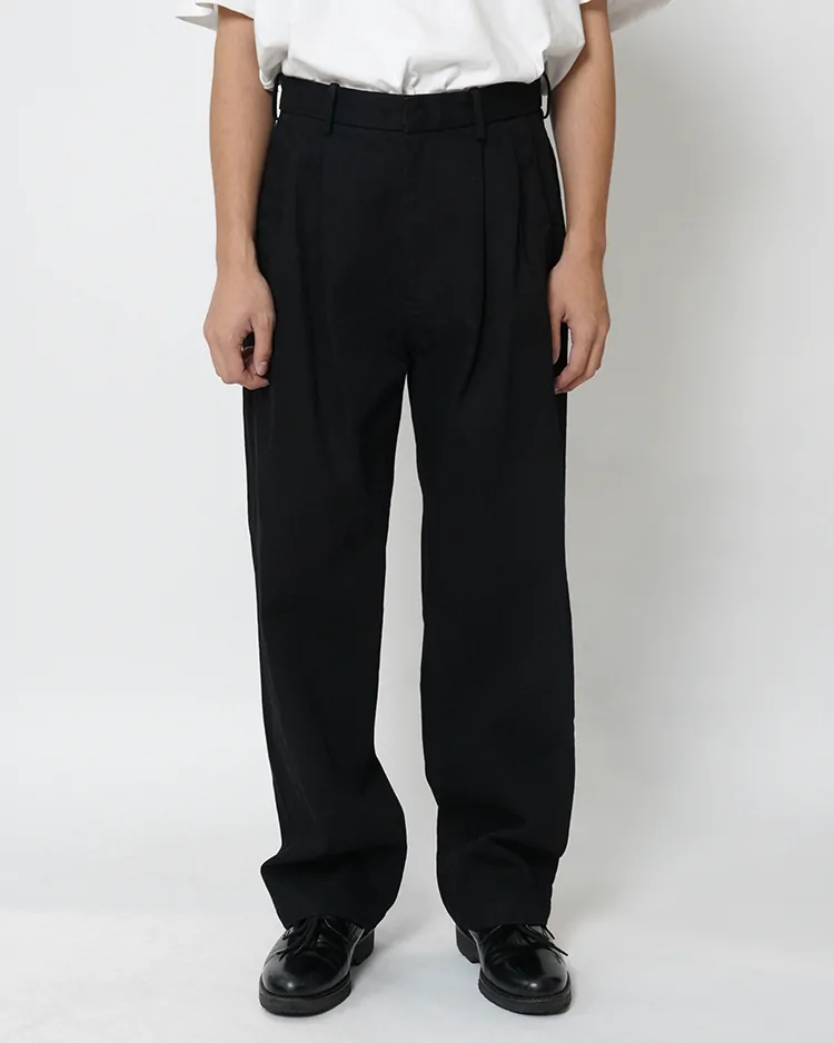 Dice&Dice / BLACK DENIM TWO-TUCK WIDE SLACKS / BLACK
