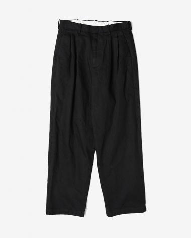 Dice&Dice / BLACK DENIM TWO-TUCK WIDE SLACKS / BLACK