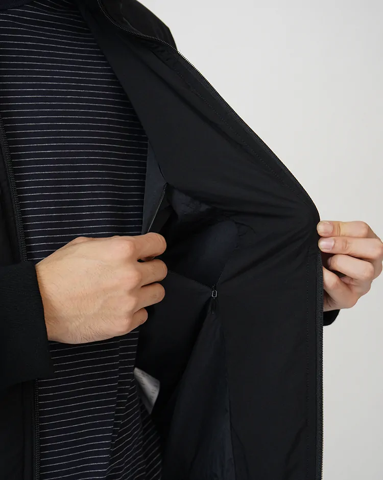 MAT AIRLY NYLON WOOL PADDED STAND JACKET / BLACK | ATON (MEN