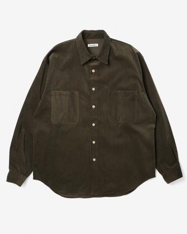  / COTTON CORDUROY REGULAR COLLAR L/S SHIRT / D.BROWN