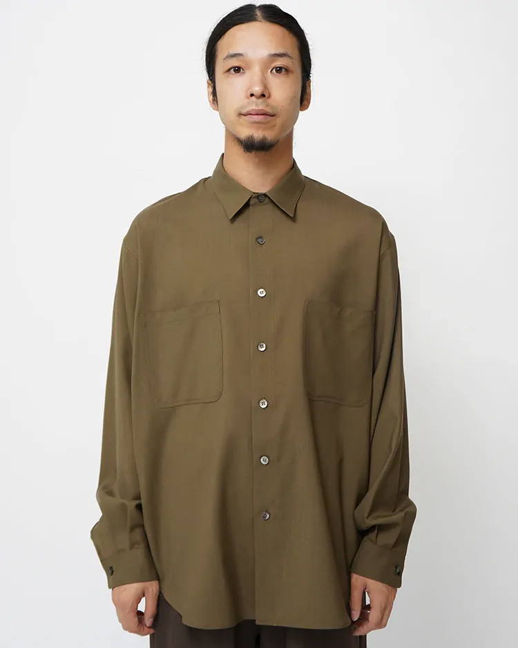 Dice&Dice / WOOL TROPICAL REGULAR COLLAR L/S SHIRT / KHAKI
