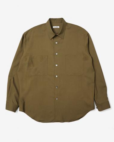  / WOOL TROPICAL REGULAR COLLAR L/S SHIRT / KHAKI
