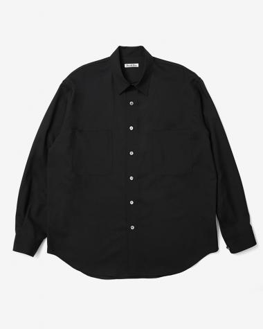  / WOOL TROPICAL REGULAR COLLAR L/S SHIRT / NAVY