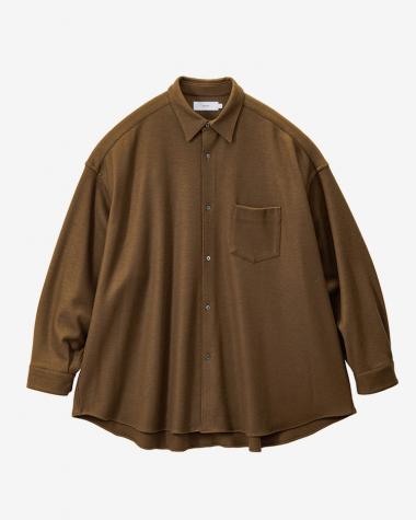  / Wool Smooth Flannel Oversized Regular Collar Shirt / BROWN
