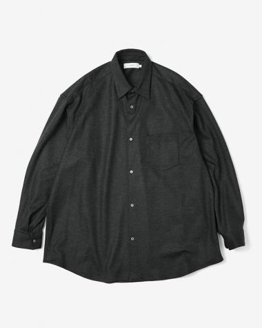  / Wool Smooth Flannel Oversized Regular Collar Shirt / GRAY