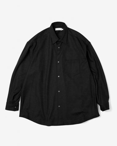  / Wool Smooth Flannel Oversized Regular Collar Shirt / BLACK