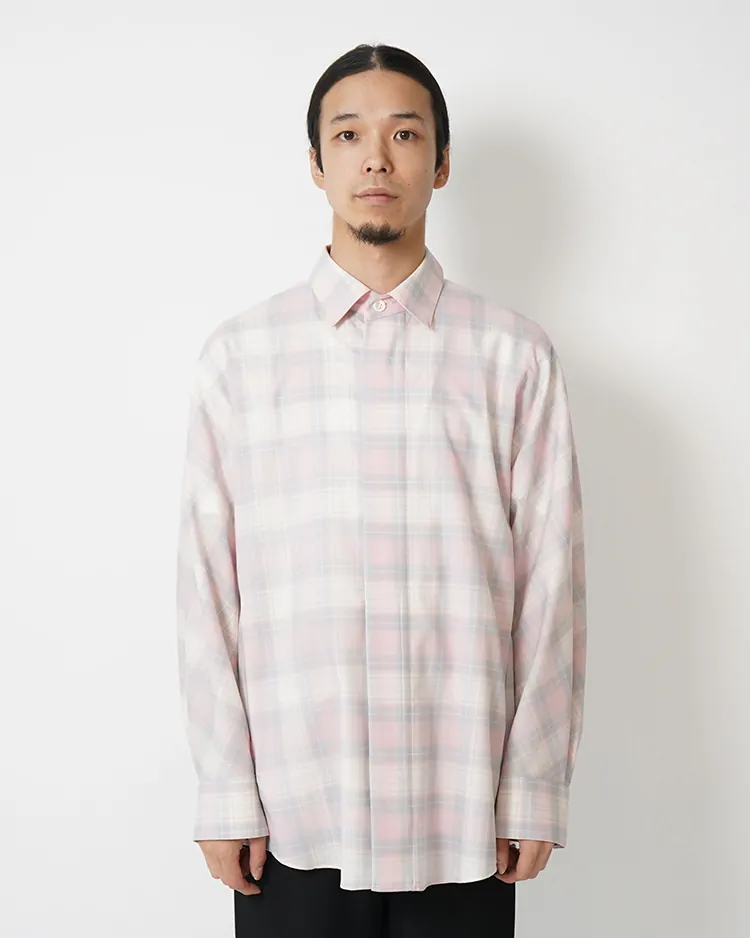 OVERCOAT / Wool Shirt Check / PINK