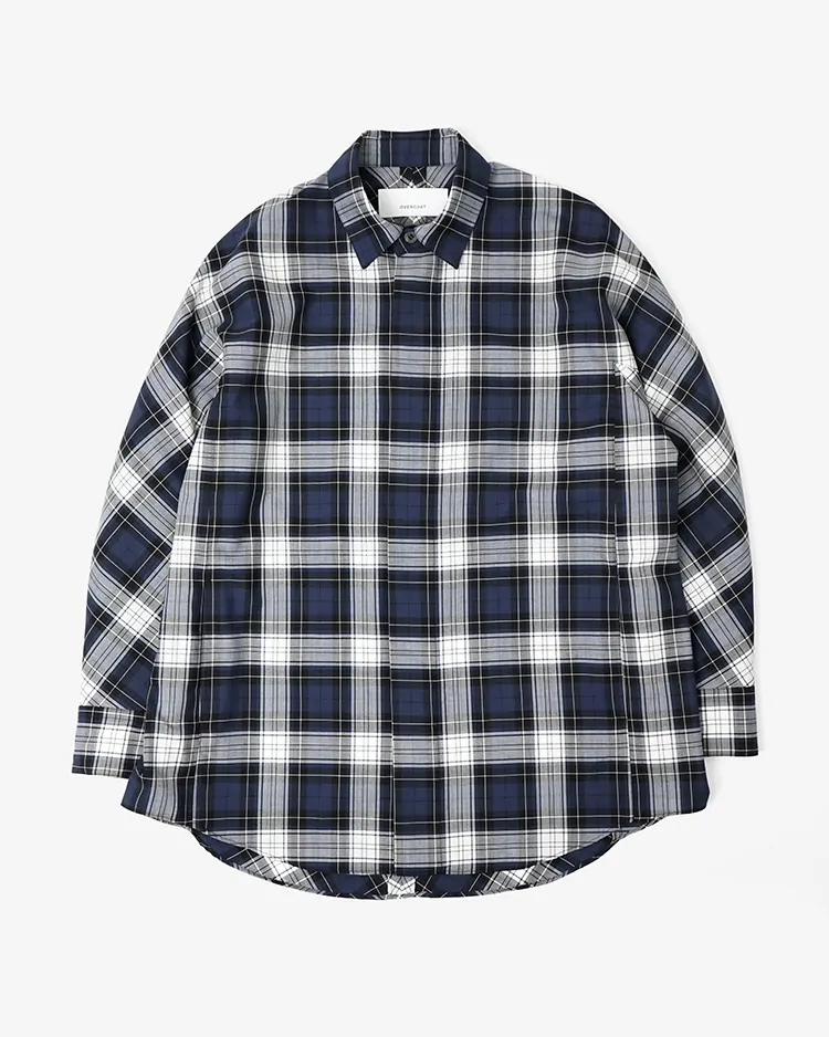 OVERCOAT / Wool Shirt Check / NAVY