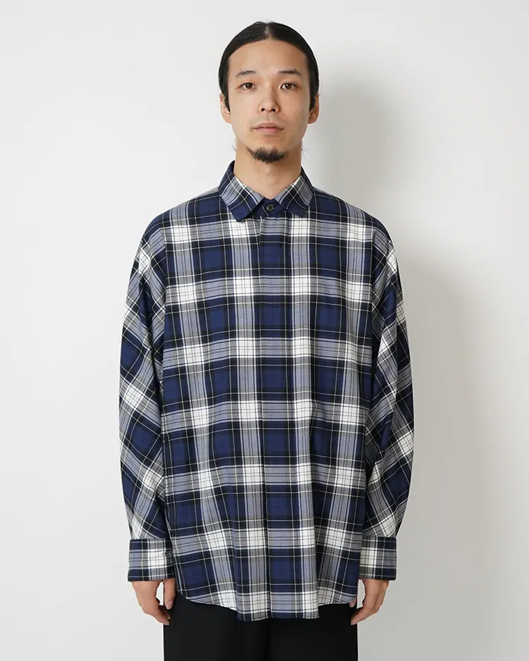 OVERCOAT / Wool Shirt Check / NAVY
