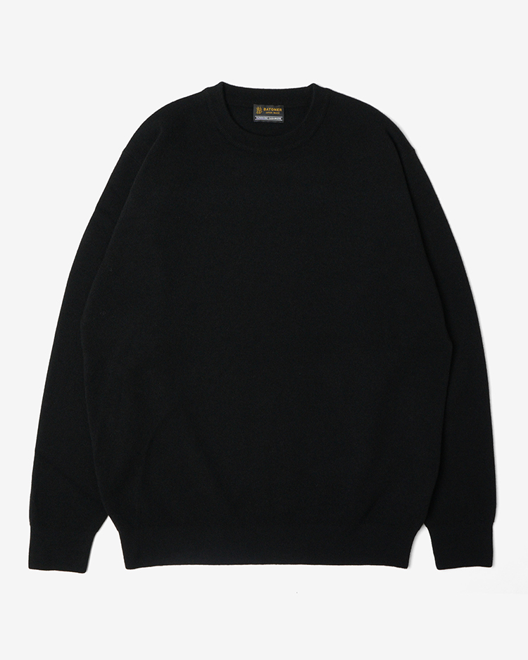 BATONER (MEN) / SUNSHINE CASHMERE CREW NECK / BLACK