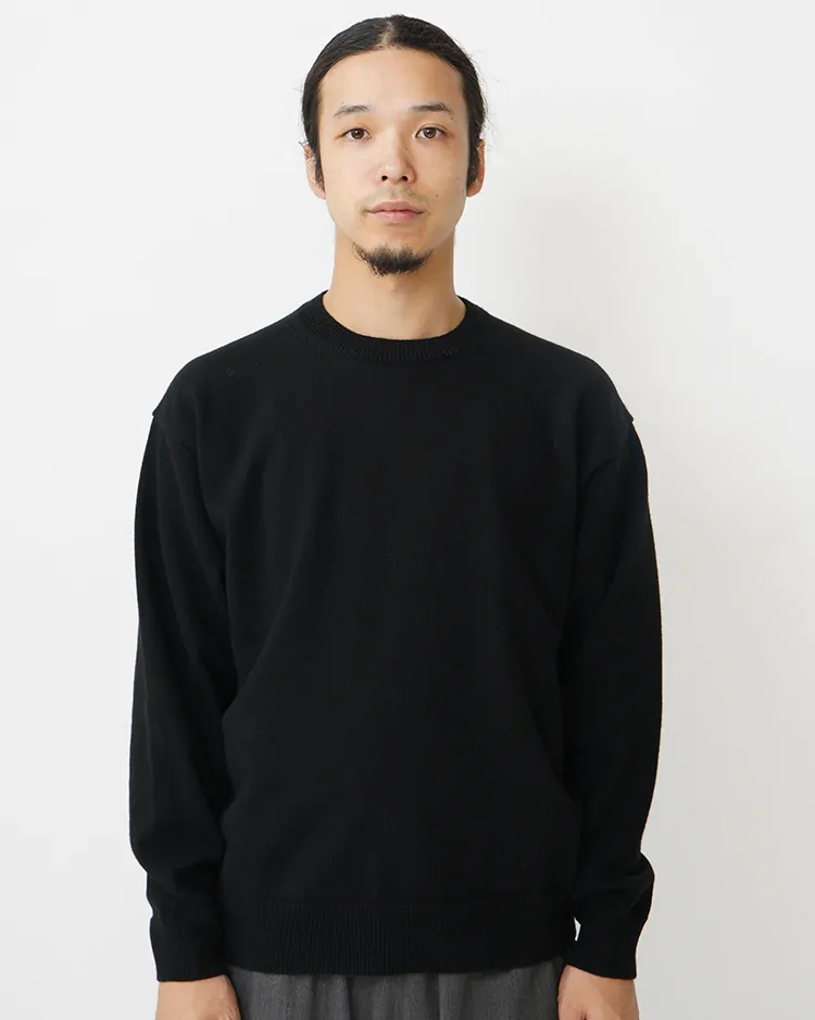 BATONER (MEN) / SUNSHINE CASHMERE TWIST TENJIKU CREW NECK / BLACK