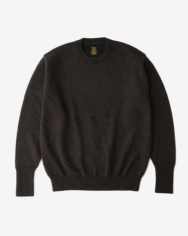 / BABY ALPACA KURUMI TENJIKU CREW NECK / BROWN