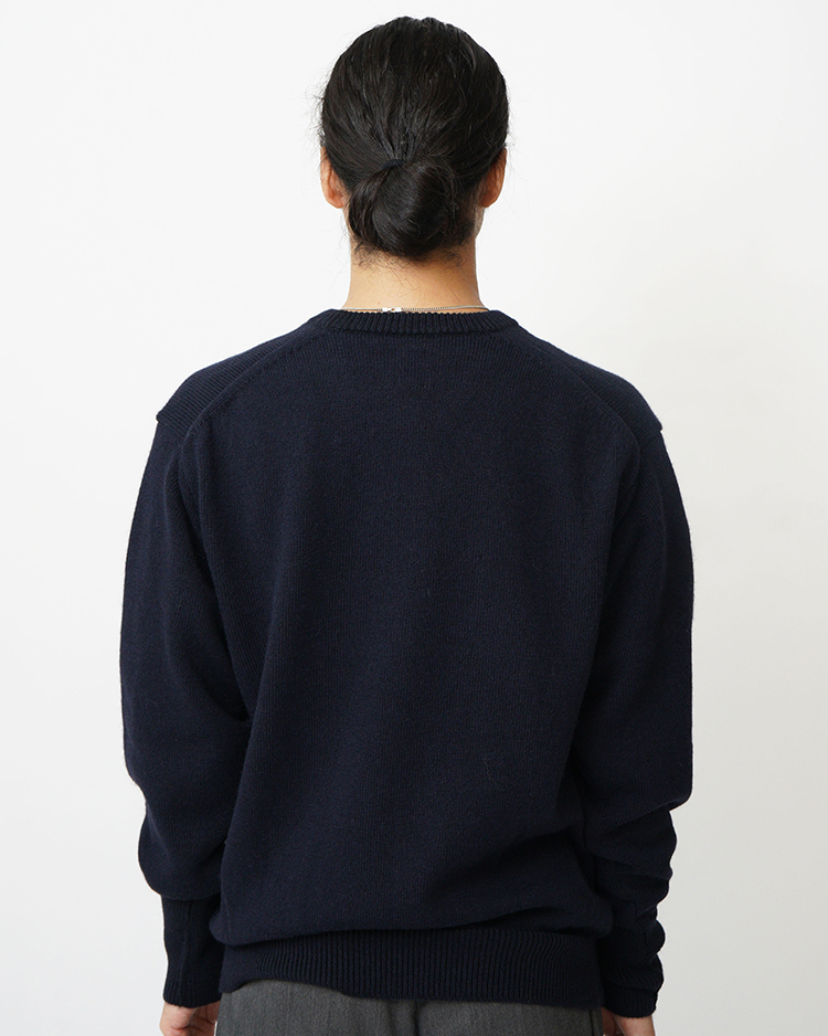 BABY ALPACA KURUMI TENJIKU CREW NECK / NAVY | BATONER (MEN