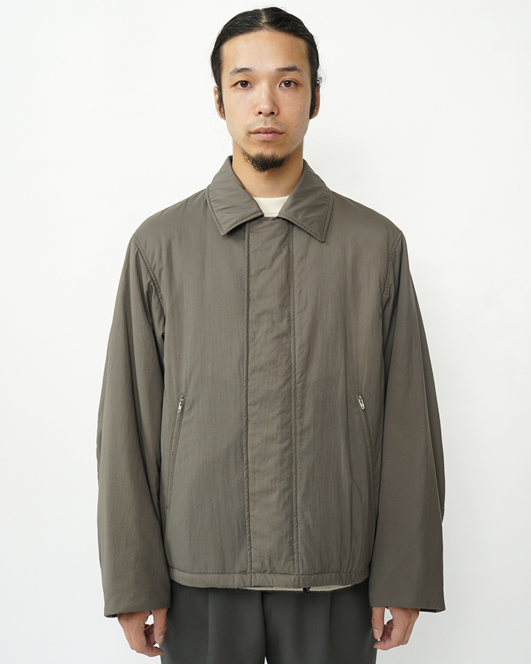 ATON (MEN) / MAT AIRY NYLON WOOL PADDED HARRINGTON JACKET / KHAKI