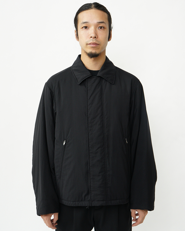 ATON (MEN) / MAT AIRY NYLON WOOL PADDED HARRINGTON JACKET / BLACK