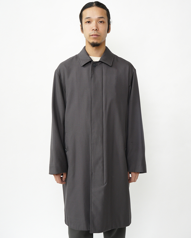 ATON (MEN) / NIDOM SILK PADDED BALMACAAN COAT / GRAY