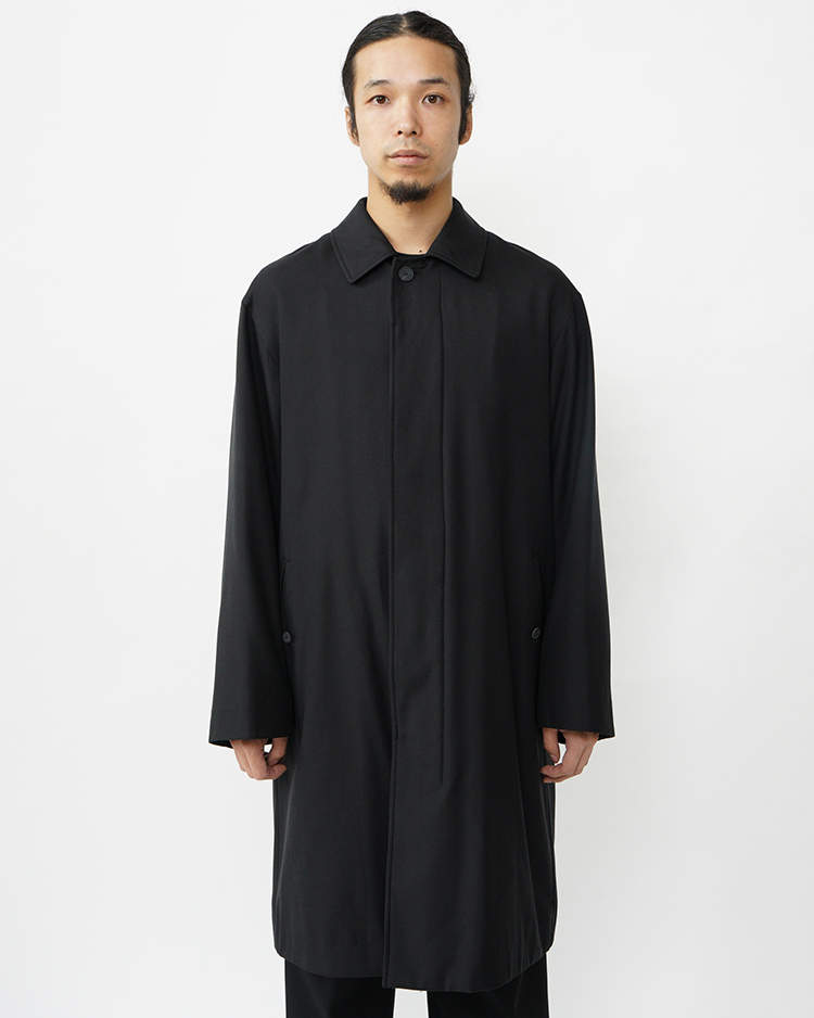 ATON (MEN) / NIDOM SILK PADDED BALMACAAN COAT / BLACK