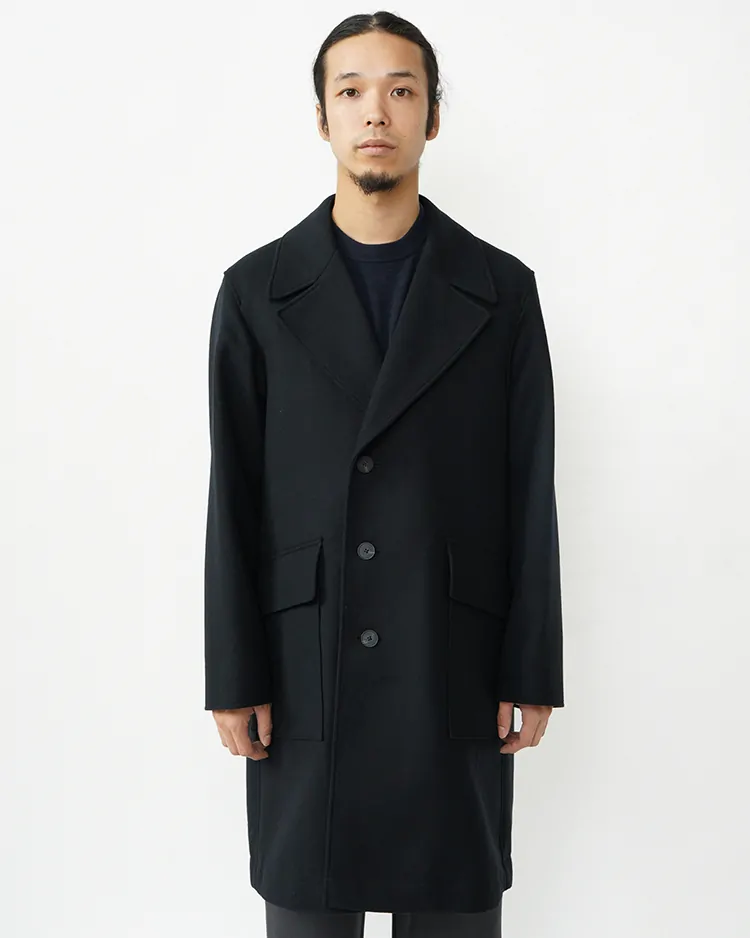 ATON (MEN) / SUPER 160S DOUBLE SAXONY SEMI DOUBLE COAT / BLACK