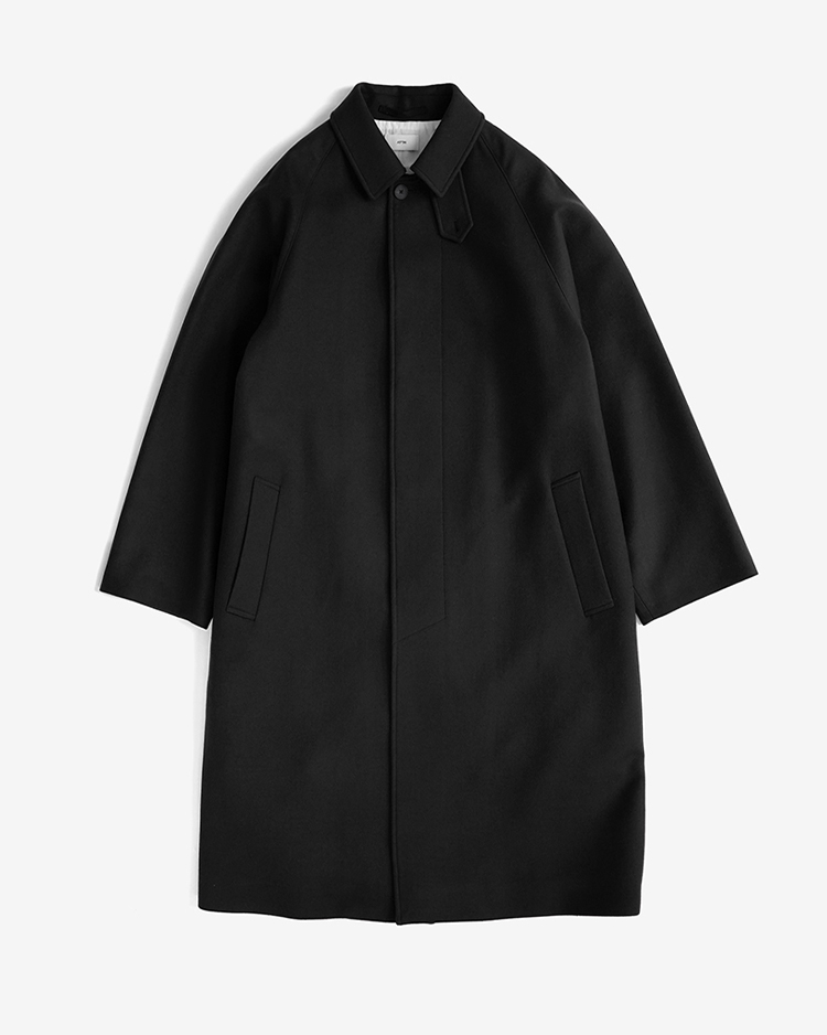 ATON (MEN) / SUPER 160S DOUBLE SAXONY BALMACAAN COAT / BLACK