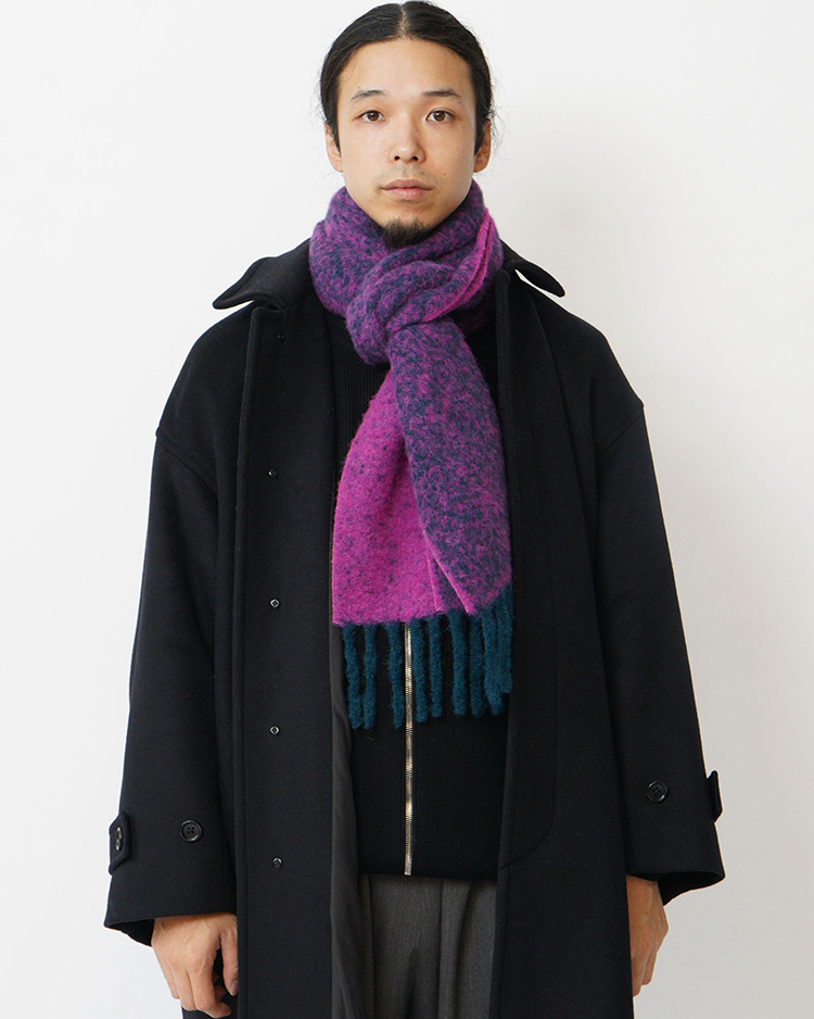 THE INOUE BROTHERS... / Two Colour Woolly Scarf / TEAL × PINK
