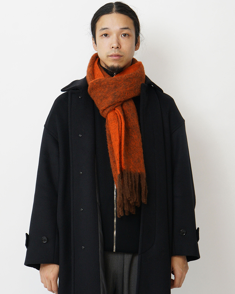 THE INOUE BROTHERS... / Two Colour Woolly Scarf / BROWN × ORANGE