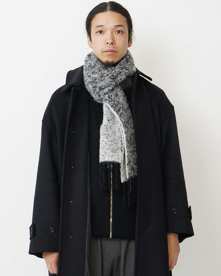 THE INOUE BROTHERS... / Two Colour Woolly Scarf / BLACK × WHITE