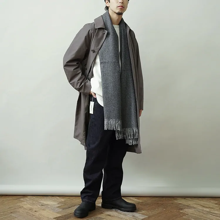 THE INOUE BROTHERS... / Two-Color Large Brushed Stole / CHARCOAL x L.GREY