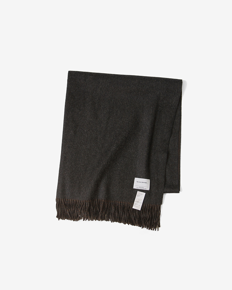 THE INOUE BROTHERS... / Two-Color Large Brushed Stole / BLACK x BROWN