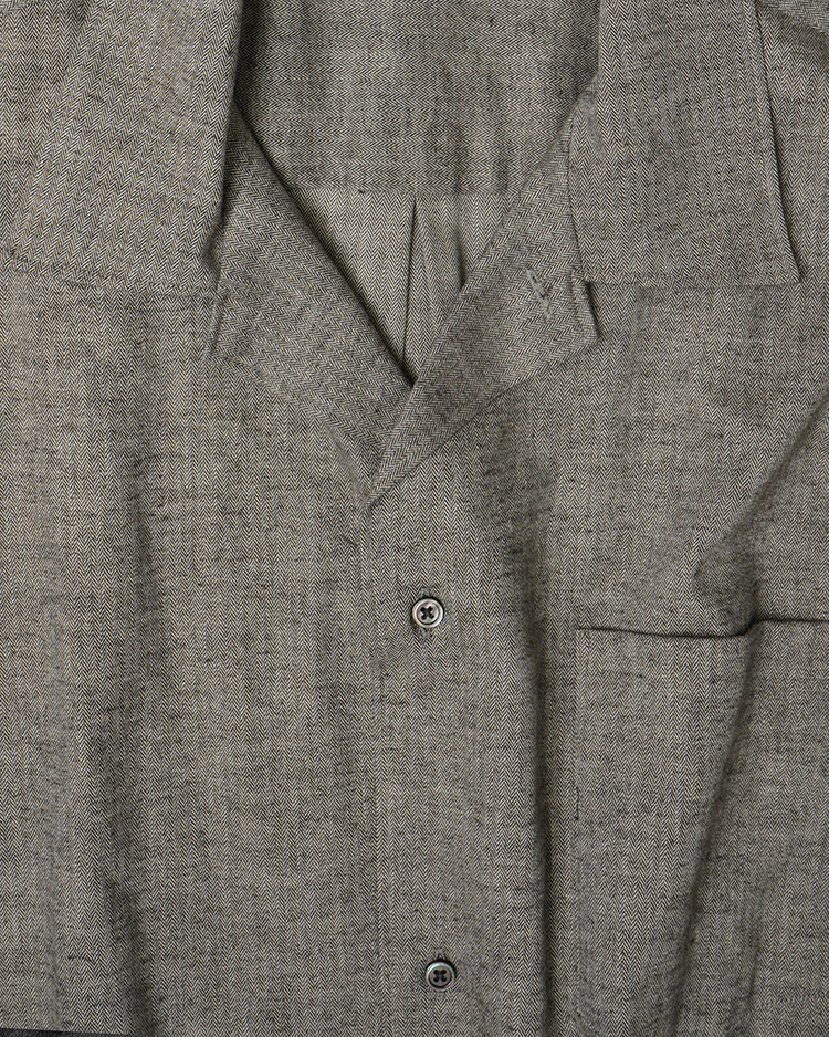 Graphpaper (MEN) / SIDOGRAS Cotton Herringbone Flannel Sleeping Shirt / BEIGE