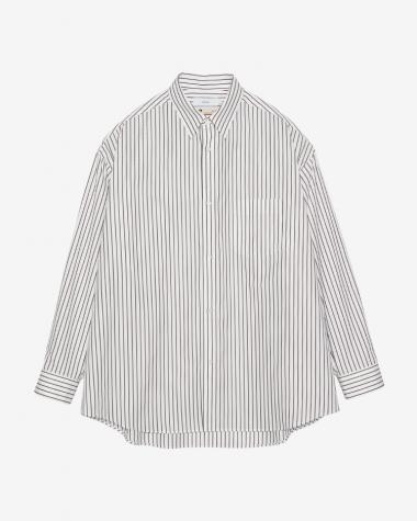 / SIDOGRAS Stripe L/S Oversized Regular Collar Shirt / BROWN MULTI STRIPE