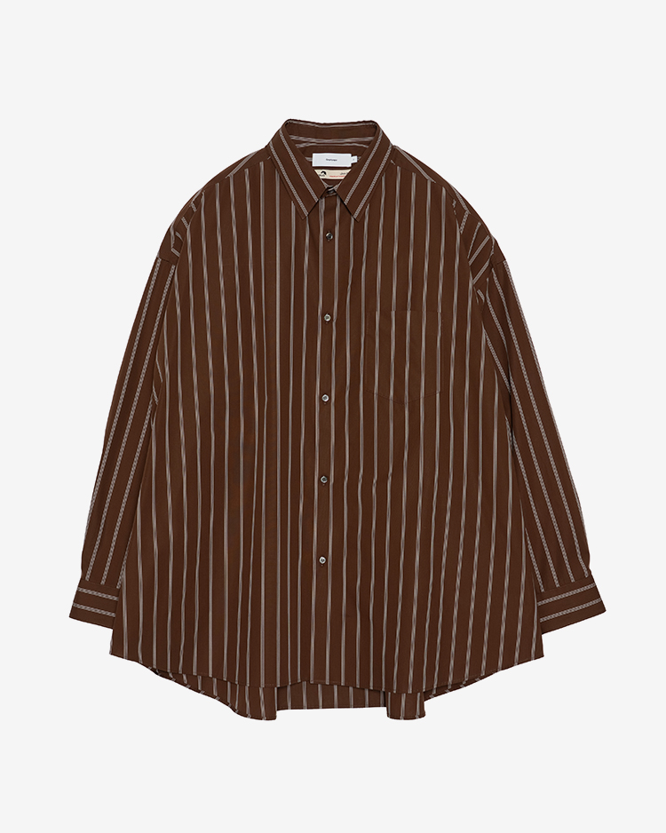 Graphpaper (MEN) / SIDOGRAS Stripe L/S Oversized Regular Collar Shirt / BROWN STRIPE