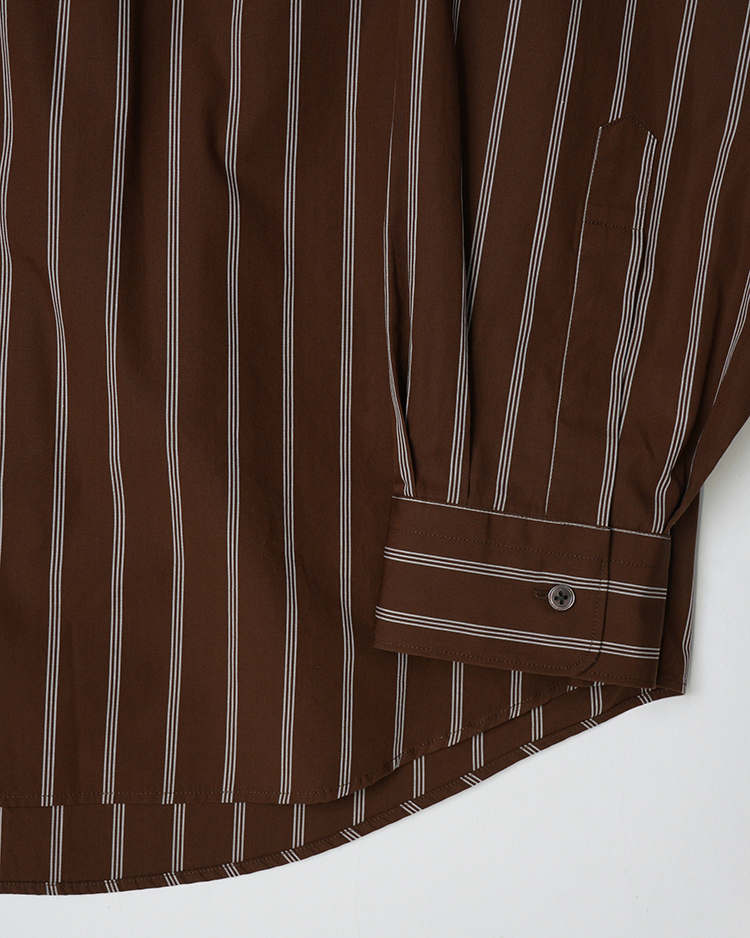Graphpaper (MEN) / SIDOGRAS Stripe L/S Oversized Regular Collar Shirt / BROWN STRIPE