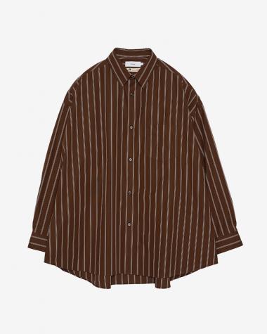 / SIDOGRAS Stripe L/S Oversized Regular Collar Shirt / BROWN STRIPE