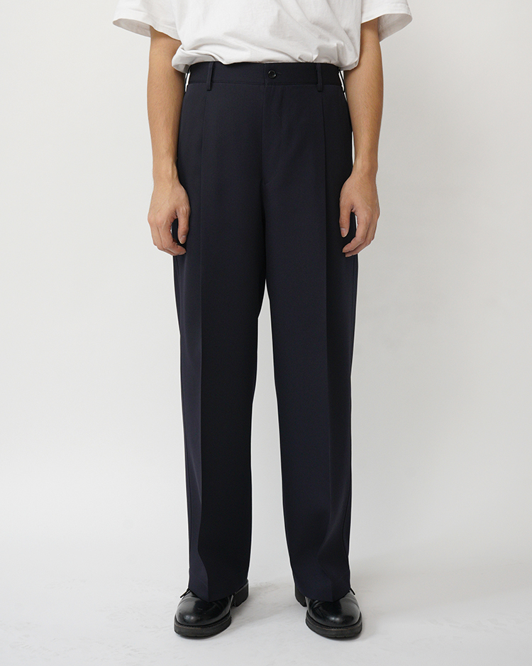 Graphpaper (MEN) / Scale Off Wool Wide Slacks / NAVY
