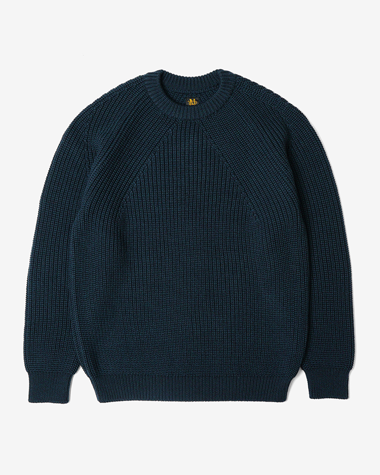 BATONER (MEN) / SIGNATURE CREW NECK / DARK GREEN × NAVY