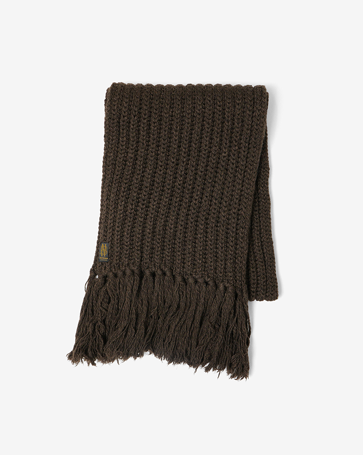 BATONER (MEN) / FRINGE MUFFLER WIDE / BROWN