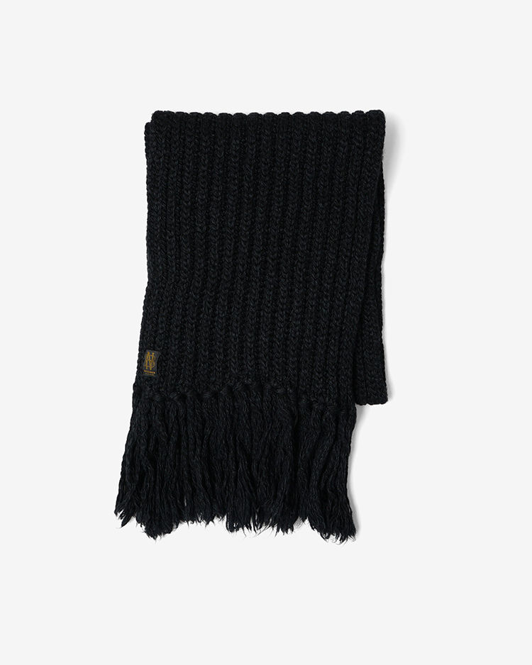BATONER (MEN) / FRINGE MUFFLER WIDE / BLACK